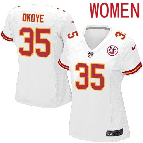 Women Kansas City Chiefs #35 Christian Okoye Nike White Player Game NFL Jersey
